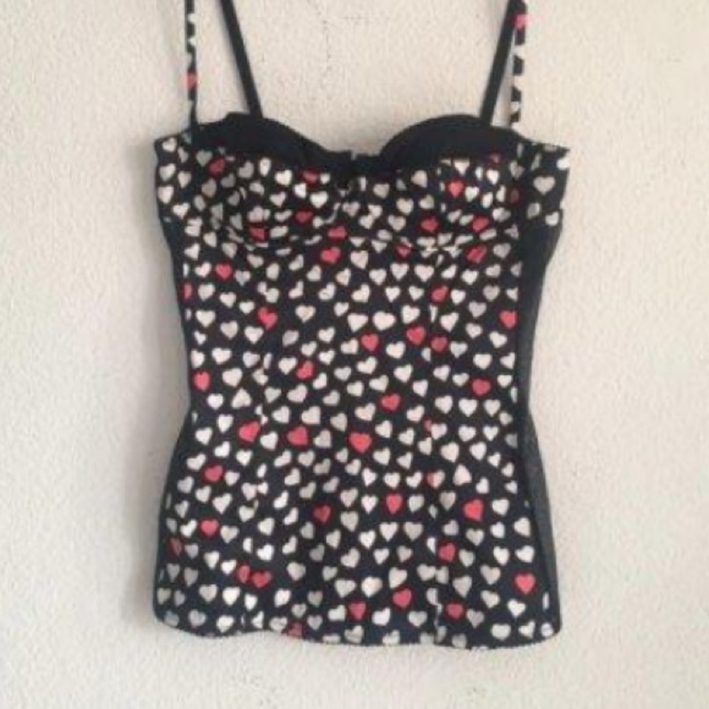 Dolce & Gabbana authentic RARE Y2K black heart bustier mesh stretch pinUp Medium - Picture 7 of 16